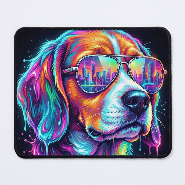 Item preview, Neon Rainbow Dog with Sunglasses designed and sold by Kavin786.