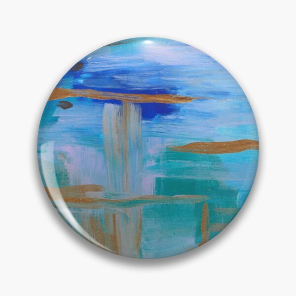 Item preview, Abstract in Blue -Modern Turquoise and Gold Coastal Inspired Abstract Painting  designed and sold by ShonaCallumArt.