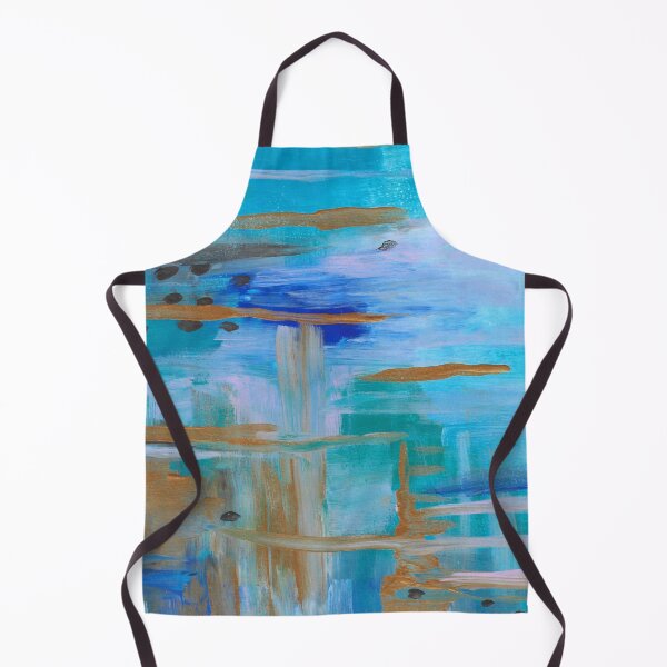 Item preview, Abstract in Blue -Modern Turquoise and Gold Coastal Inspired Abstract Painting  designed and sold by ShonaCallumArt.