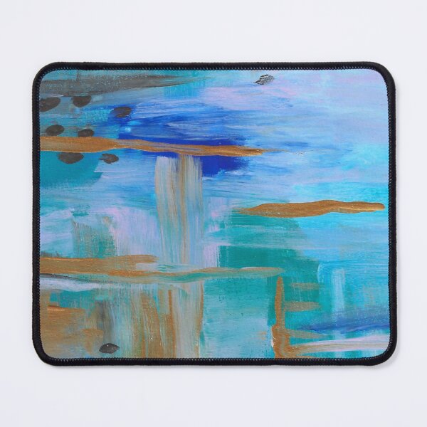 Item preview, Abstract in Blue -Modern Turquoise and Gold Coastal Inspired Abstract Painting designed and sold by ShonaCallumArt.