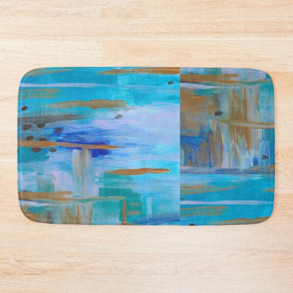 Item preview, Abstract in Blue -Modern Turquoise and Gold Coastal Inspired Abstract Painting  designed and sold by ShonaCallumArt.