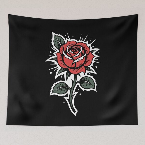 Item preview, Single Red Rose Sticker Style Classic Tattoo Floral Art designed and sold by Say It With Ink.