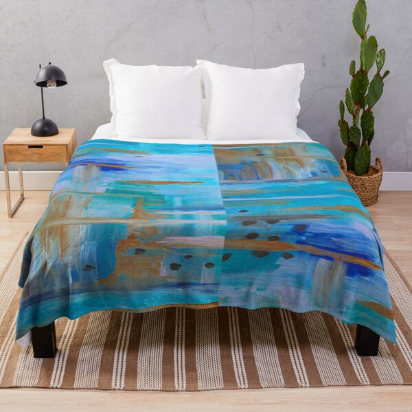 Item preview, Abstract in Blue -Modern Turquoise and Gold Coastal Inspired Abstract Painting designed and sold by ShonaCallumArt.