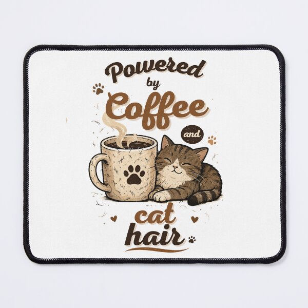 Item preview, Powered By Coffee And Cat Hair Cat Mom Coffee Lover Design designed and sold by Petverse.art.