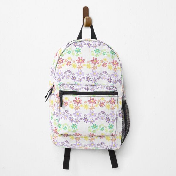 Item preview, Colorful Hand-Drawn Daisy Pattern — Rainbow Floral on Black, Boho Wildflower Art designed and sold by DonnaRaine.