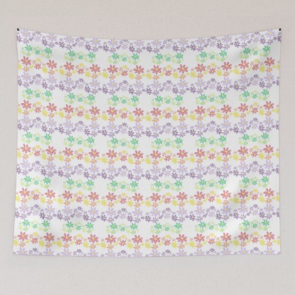 Item preview, Colorful Hand-Drawn Daisy Pattern — Rainbow Floral on Black, Boho Wildflower Art designed and sold by DonnaRaine.