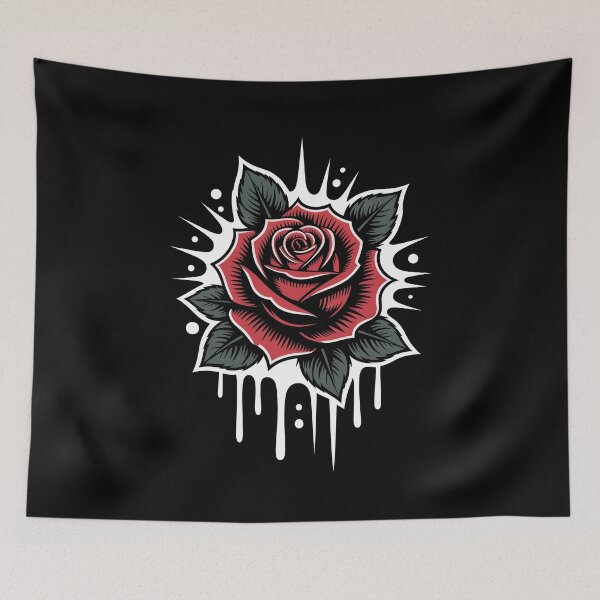 Item preview, Tattoo Style Gothic Rose Head Splatter Background Dark Art designed and sold by Say It With Ink.