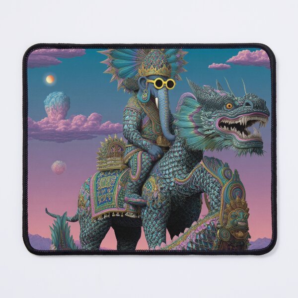 Item preview, Ganesha Cosmic Guardian Riding Dragon Pop Surrealism designed and sold by PANNARUK THAILAND.