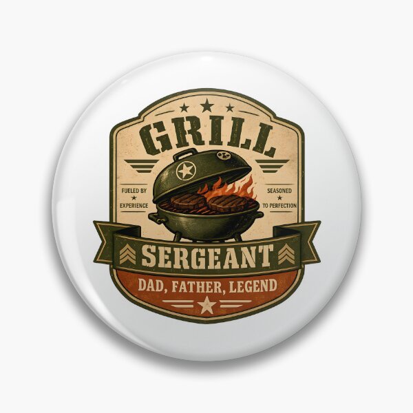 Item preview, Grill Sergeant Dad – BBQ Master Father’s Day Vintage Military Grill Badge designed and sold by ONEZEROART.