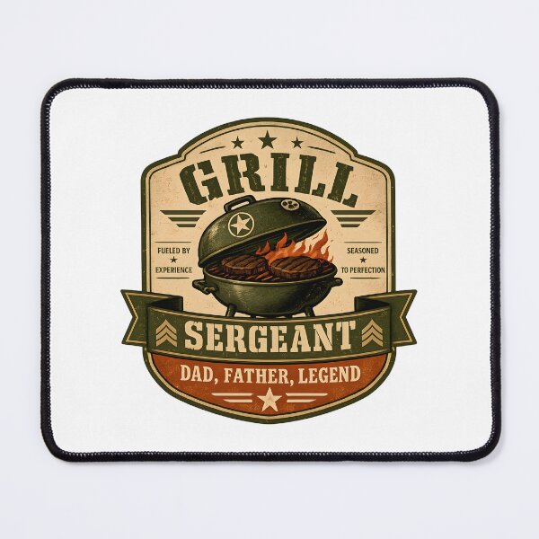 Item preview, Grill Sergeant Dad – BBQ Master Father’s Day Vintage Military Grill Badge designed and sold by ONEZEROART.