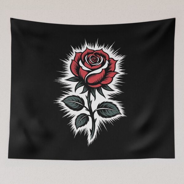 Item preview, Tattoo Style Gothic Rose Burst Background Dark Floral Art designed and sold by Say It With Ink.