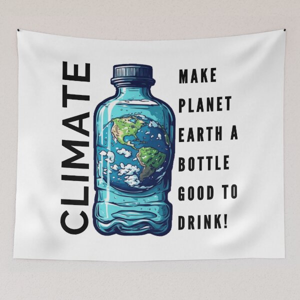 Item preview, Bottle with planet Earth and an ecologist phrase on the topic of CLIMATE. designed and sold by Giulivo Store Graphic.