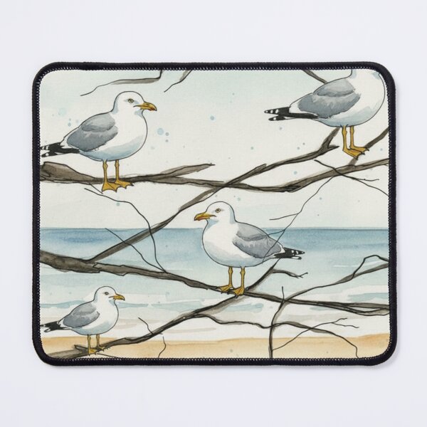 Item preview, Seagulls on the Shore – Coastal Watercolour Bird Illustration designed and sold by ArtwithKellie.