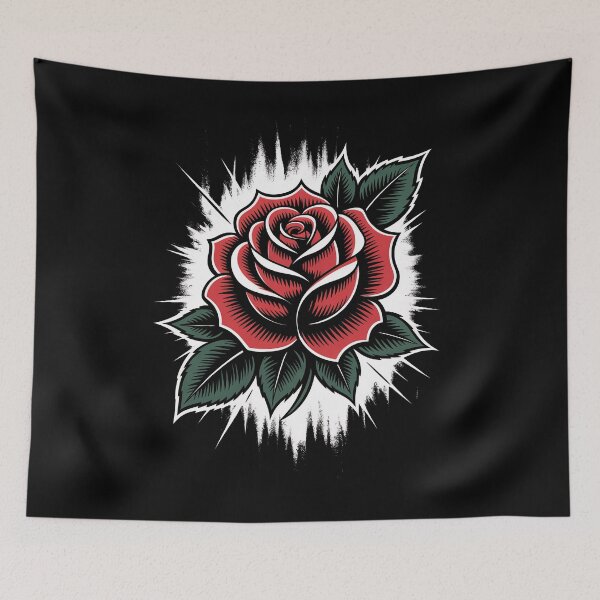 Item preview, Tattoo Style Rose Head Grunge Background Gothic Dark Floral designed and sold by Say It With Ink.