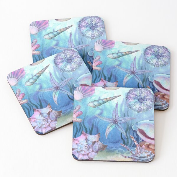 Item preview, Watercolor Under the Sea Shells and Starfish Pattern designed and sold by creativerooney.