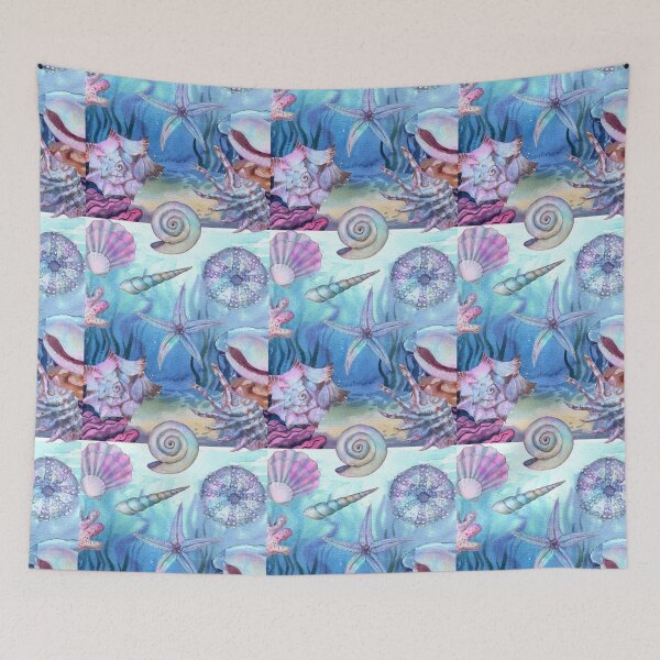 Item preview, Watercolor Under the Sea Shells and Starfish Pattern designed and sold by creativerooney.