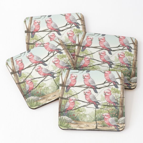 Item preview, Galah Gathering – Australian Native Bird Watercolour Illustration designed and sold by ArtwithKellie.