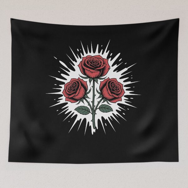 Item preview, Three Gothic Roses Burst Background Tattoo Dark Floral Art designed and sold by Say It With Ink.