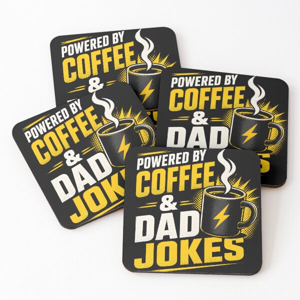 Item preview, Powered By Coffee & Dad Jokes designed and sold by ONEZEROART.