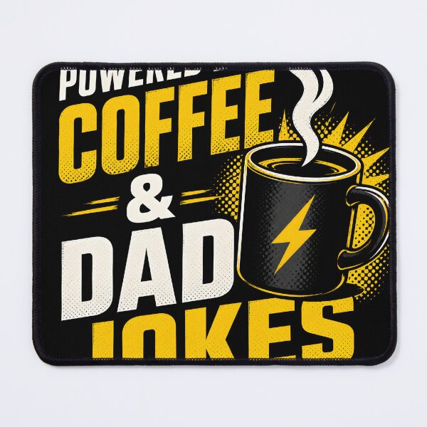 Item preview, Powered By Coffee & Dad Jokes designed and sold by ONEZEROART.