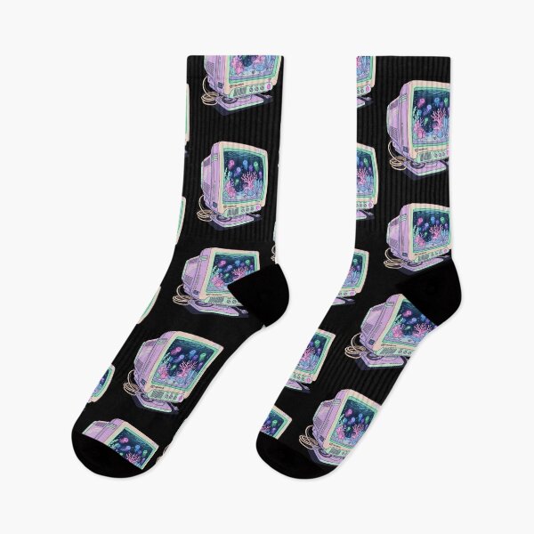 Item preview, 90s CRT Monitor Aquarium Neon Jellyfish Lofi Aesthetic designed and sold by RetroRewind Studio.