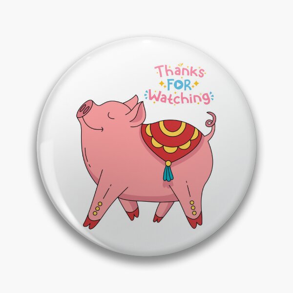 Item preview, Piggy with Positive quote Thanks for watching Cute Lucky Pig “Thanks For Watching” Cartoon Design | Kawaii Pink Pig Illustration designed and sold by JessLamunn89.