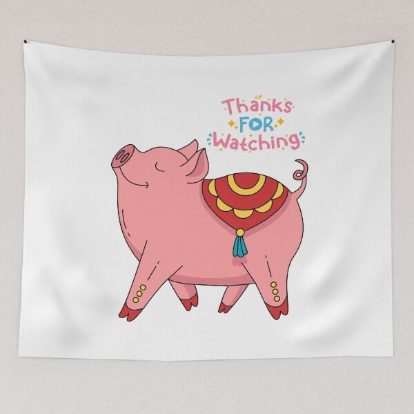 Item preview, Piggy with Positive quote Thanks for watching Cute Lucky Pig “Thanks For Watching” Cartoon Design | Kawaii Pink Pig Illustration designed and sold by JessLamunn89.
