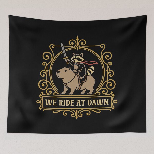 Item preview, Raccoon Capybara We Ride at Dawn Funny Animals designed and sold by pixeptional.
