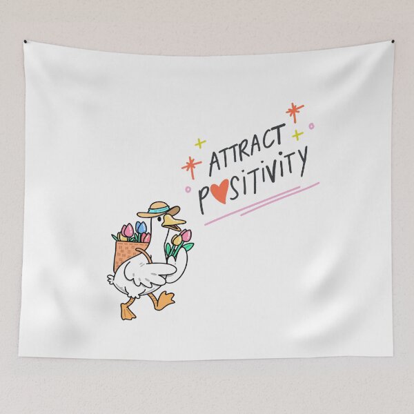 Item preview, Happy duck with positive energy Attract Positivity Cute Goose with Tulips – Funny Motivational Spring Cartoon Illustration designed and sold by JessLamunn89.