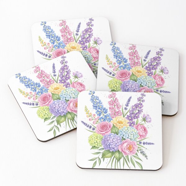 Item preview, Soft Pastel Watercolor Garden Flowers Bouquet designed and sold by VelloomStore.