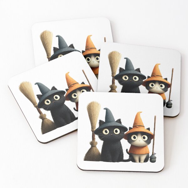 Item preview, Adorable Halloween Kitten Witches with Brooms designed and sold by colorful-white.
