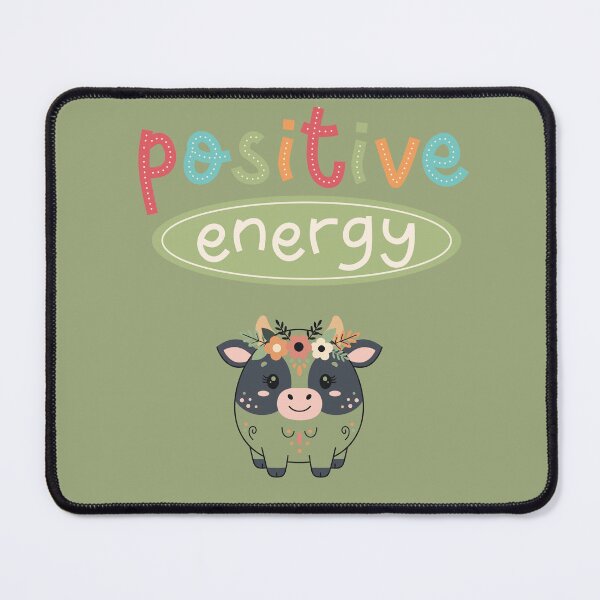 Item preview, Positive energy good vibe quote Positive Energy Cute Cow Illustration | Kawaii Motivational Animal Design designed and sold by JessLamunn89.