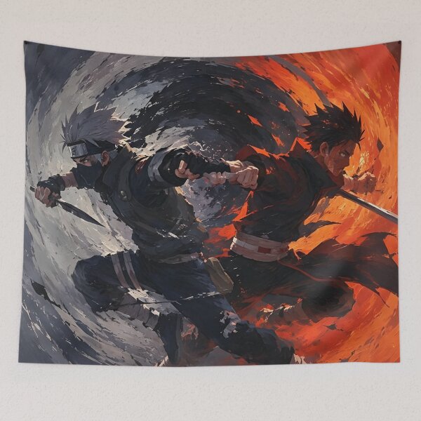 Item preview, Kakashi & Obito Duality of Destiny | Legendary Shinobi Rivals Anime Art | Fire and Shadow Battle designed and sold by Dyan4.