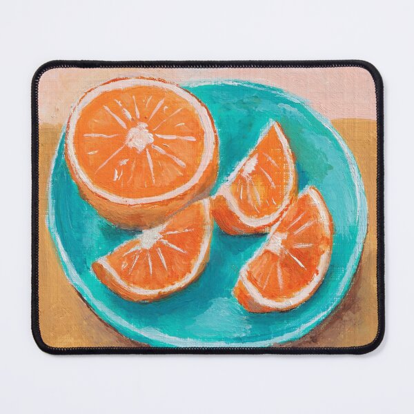 Item preview, Vibrant Orange Still Life on Turquoise Plate | French Kitchen Painting  designed and sold by CARRAANN.