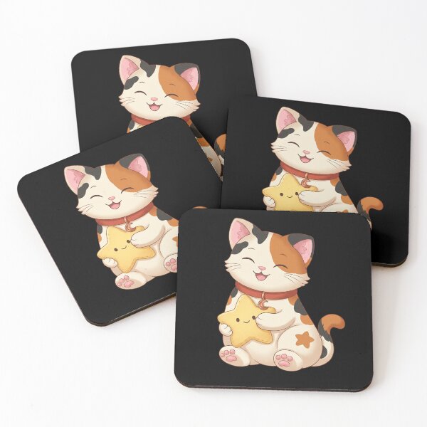 Item preview, Kawaii Calico Cat Hugging Cute Star designed and sold by CrystalMineArts.