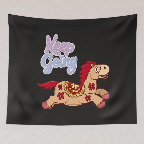 Item preview, Keep going red lucky horse Keep Going Cute Horse Illustration | Motivational Kawaii Cartoon Design designed and sold by JessLamunn89.