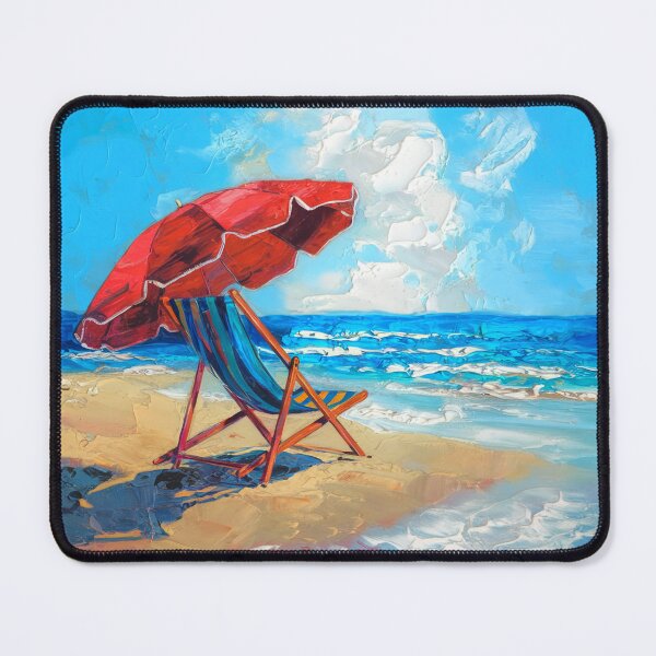 Item preview, Red Beach Umbrella by the Sea | French Coast designed and sold by CARRAANN.