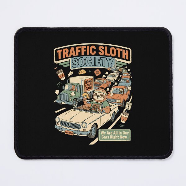 Item preview, Traffic Sloth Society – We Are All In Our Cars Right Now Funny Retro Design designed and sold by DesignDoodleArt.