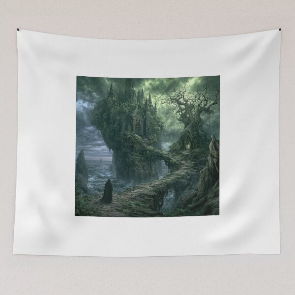 Item preview, Verdenmoor: The Clifftide Gate | Dark Fantasy Gothic Castle Art Print | Dark Fantasy Wall Art designed and sold by Opetis.