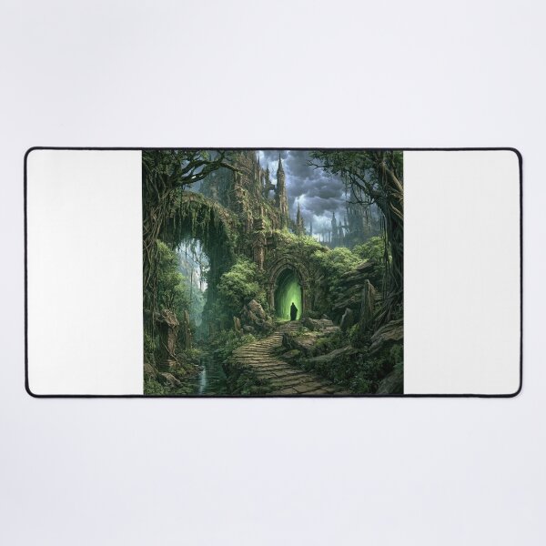 Item preview, Verdenmoor: The Forest Passage | Dark Fantasy Overgrown Ruins Art Print | Dark Fantasy Wall Art designed and sold by Opetis.