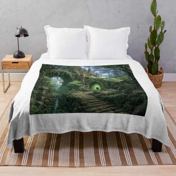 Item preview, Verdenmoor: The Forest Passage | Dark Fantasy Overgrown Ruins Art Print | Dark Fantasy Wall Art designed and sold by Opetis.