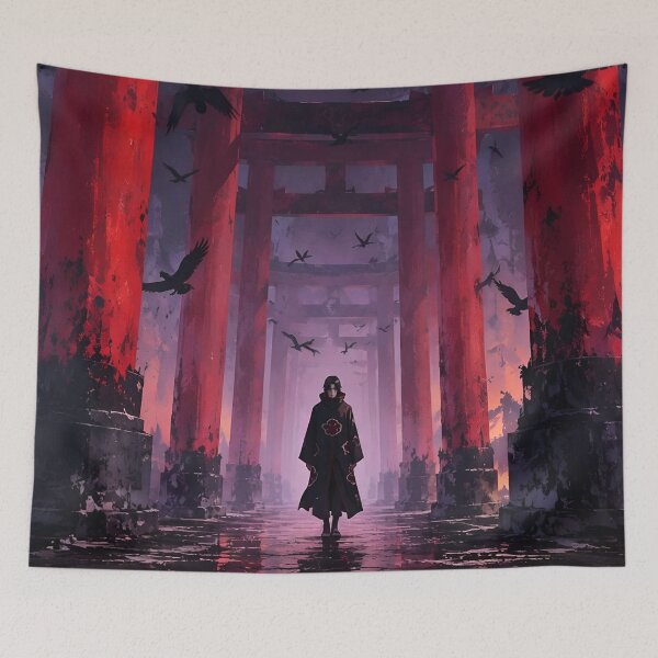 Item preview, Itachi Uchiha Through the Crimson Torii Gates | Akatsuki Crow Master Anime Art designed and sold by Dyan4.