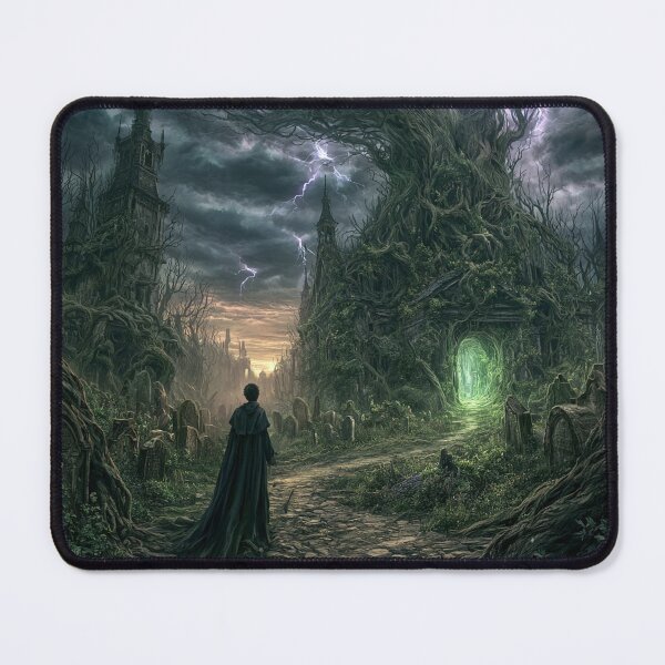 Item preview, Verdenmoor: The Graveyard Road | Dark Fantasy Gothic Cemetery Art Print | Dark Fantasy Wall Art designed and sold by Opetis.