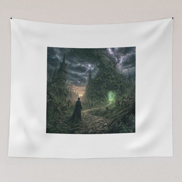 Item preview, Verdenmoor: The Graveyard Road | Dark Fantasy Gothic Cemetery Art Print | Dark Fantasy Wall Art designed and sold by Opetis.
