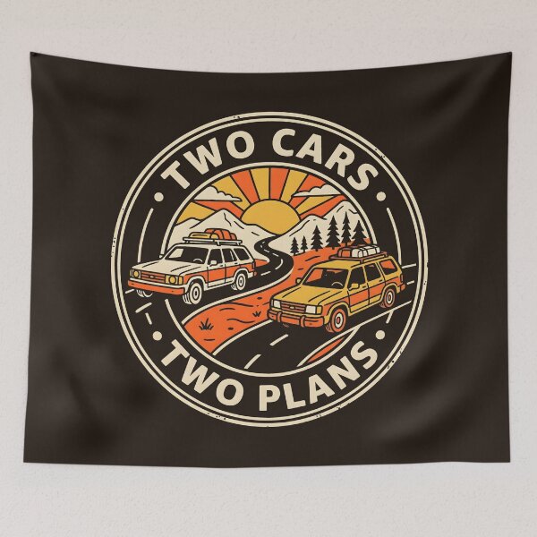 Item preview, Two Cars Two Plans Vintage Adventure Badge designed and sold by SplashTastic.