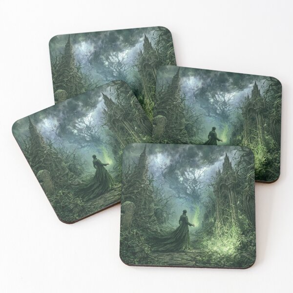 Item preview, Verdenmoor: The Beckoning | Dark Fantasy Gothic Green Fire Art Print | Dark Fantasy Wall Art designed and sold by Opetis.