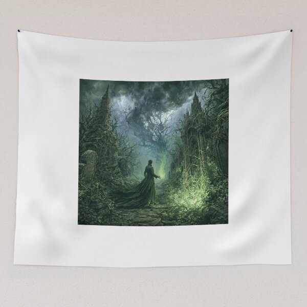 Item preview, Verdenmoor: The Beckoning | Dark Fantasy Gothic Green Fire Art Print | Dark Fantasy Wall Art designed and sold by Opetis.