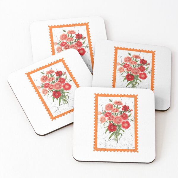 Item preview, Vintage Red Flower Bouquet Stamp - Aesthetic Watercolor Retro Art designed and sold by Atlasoloji.
