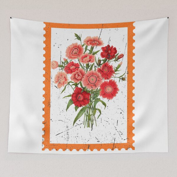 Item preview, Vintage Red Flower Bouquet Stamp - Aesthetic Watercolor Retro Art designed and sold by Atlasoloji.