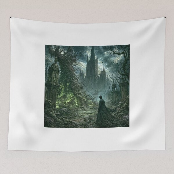 Item preview, Verdenmoor: The Vine Cathedral | Dark Fantasy Gothic Cathedral Art Print | Dark Fantasy Wall Art designed and sold by Opetis.